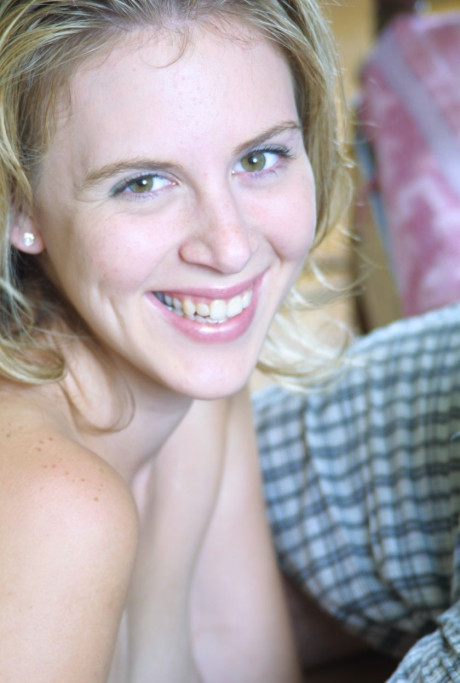 Undressed blondie babe gives a bushy husband boy guy with a small dong a POV blowjob