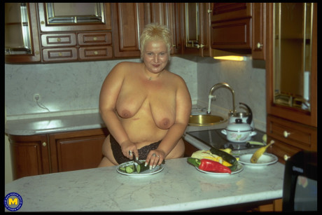 Chubby old amateur Eline showing off her fat undressed body & her saggy melons