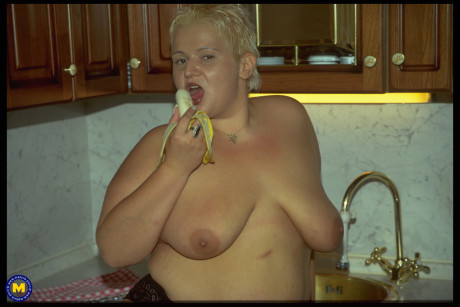 Chubby old amateur Eline showing off her fat undressed body & her saggy melons