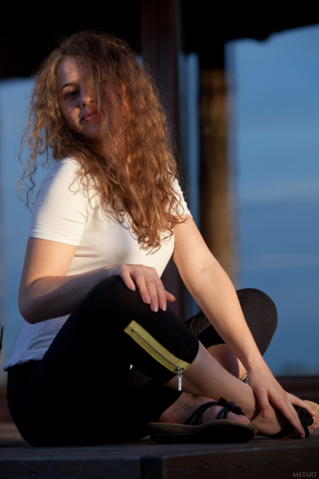 Curly haired babe with tiny breasts Wanda A exposes her bushy cunt