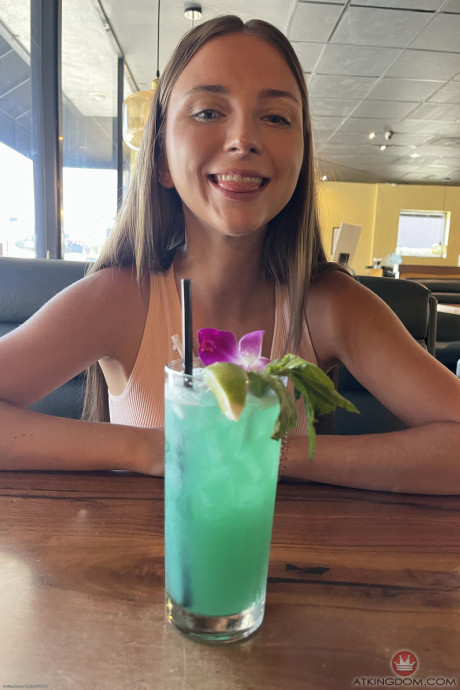 Skinny babe Macy Meadows shows her lickable trimmed cunt up close