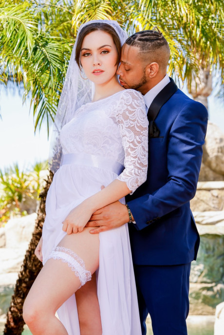 Hot brunette bride Freya Parker has interracial sex while wearing her veil