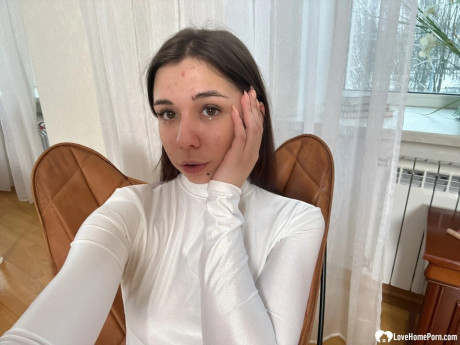 Pretty brunette shows off her natural breasts in a hot selfie compilation